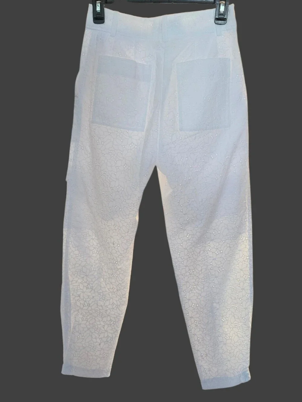 Derek Lam 10 Crosby Mila Floral Eyelet Utility Cropped Pants In White - Picture 4 of 10